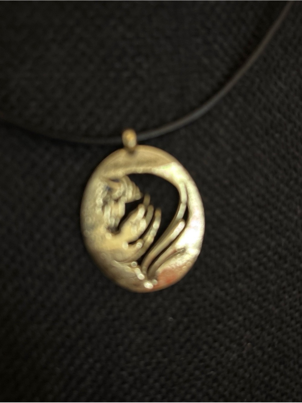 Brass Oval Horse Silhouette Pendant Necklace - Women's Artisan Jewelry